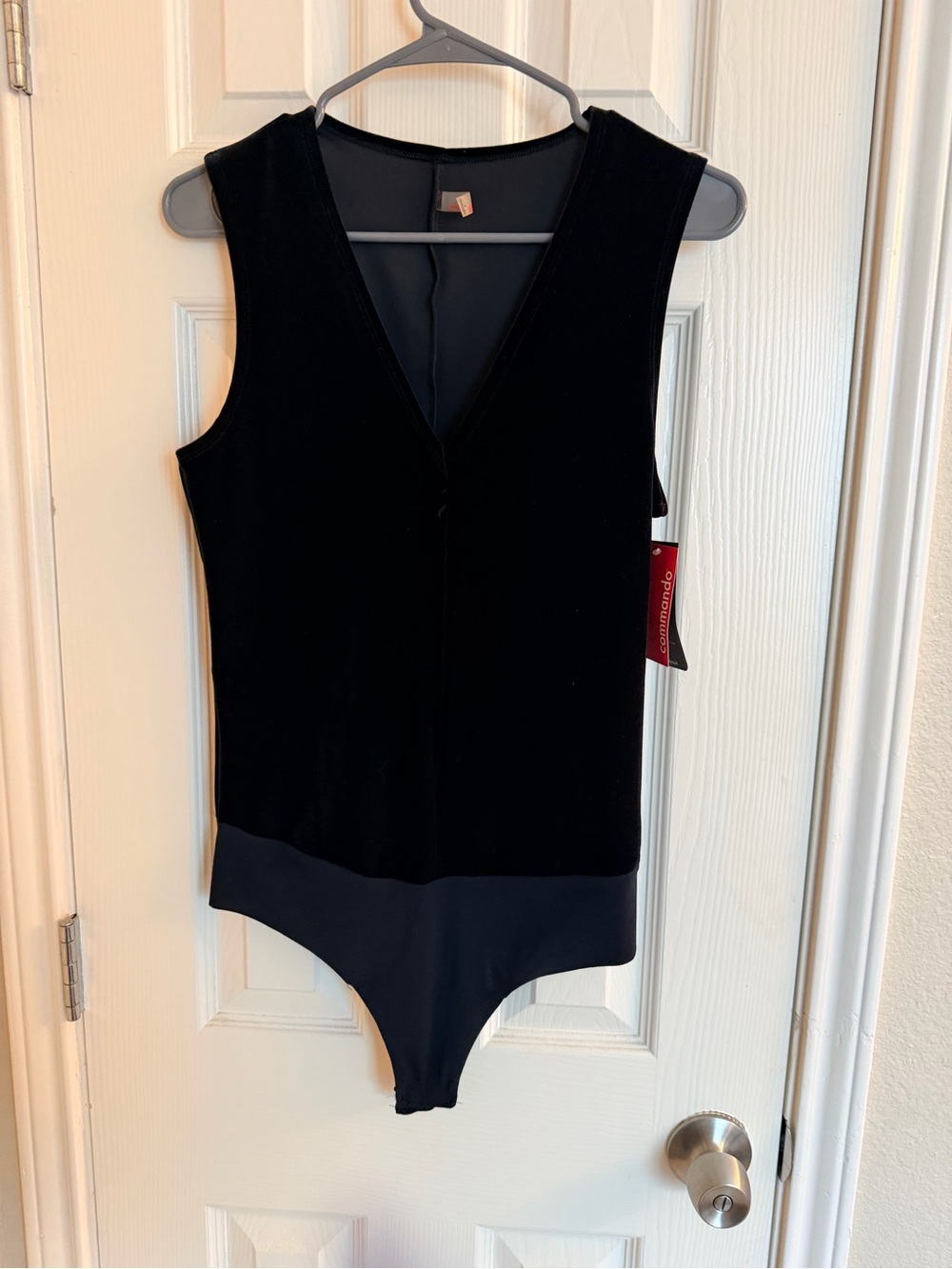 Commando Black Velvet V-Neck Bodysuit